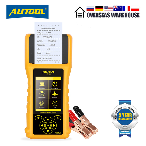 AUTOOL BT760 Car Battery Tester 12V 24V CCA Analyzer Automotive Batteries Charging Test Auto Diagnostic Tools with Thermal Print ► Photo 1/6