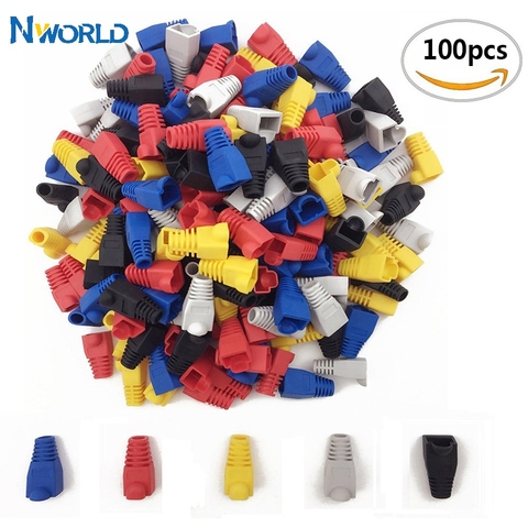 Hot Sell 100 Pcs Mixed Color CAT5E CAT6 RJ45 Ethernet Network Cable Strain Relief Boots Cable Connector Plug Cover ► Photo 1/6