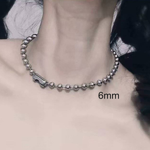 4mm/6mm/8mm Stainless Steel Bead Chain big Ball punk Necklace Women Choker Long (35cm-90cm) ball Necklaces For Men/women ► Photo 1/6