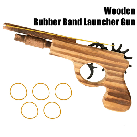 Woodiness Hit Rubber String Pistol Elastic Number 13 Small Double Tube Wooden Grab Short Guns Nostalgia Toys Arts and Crafts ► Photo 1/6