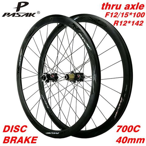 700C disc brake road wheel road bike wheeles thru axle f12 f15 r12alloy 40mm Clincher 6-bolt lock hub draw the spokes Aluminum ► Photo 1/2