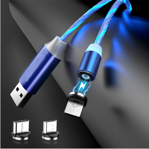 Magnetic Glow LED Lighting Fast Charging  USB Cable for Xiaomi Redmi 8 8A 7A 6A 5 Plus 4A 4X 5A Note 7 8 Pro 8T iPhone Samsung ► Photo 1/6