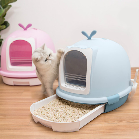 Buy Online Cute Large Closed Cats Toilet Plastic Box Cat Litter Shovel Blue Training Shorthair Chat Toilette Pet Accessories Mm60msp Alitools