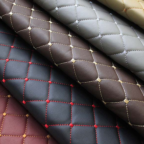 1Meter Furniture PU Leather Perforated Embroidered Plaid Fabric Car Interior Roof Fabric Plaid Car Seat Cushion Fabric 0.3cm ► Photo 1/6