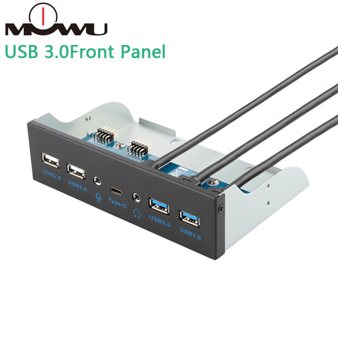 MOWU New Arrival 5.25 Inch USB 3.1 Gen 2 10Gbps Type C Port HD Audio Port Front Panel ► Photo 1/6