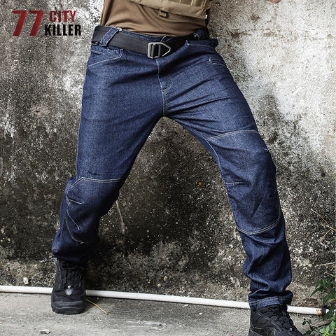 77City Killer Tactical Jeans Men Military Denim Men Pants Wearable Elasticity Combat Jeans Male SWAT Multi Pocket Joggers Hombre ► Photo 1/5