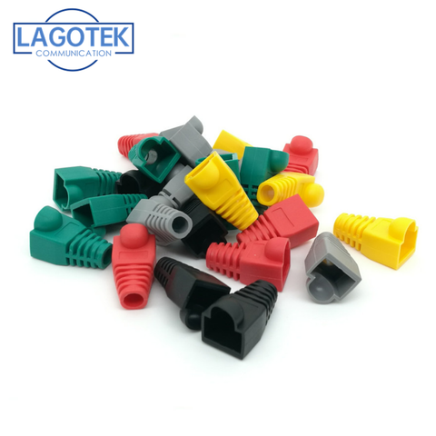 100pcs/lot rj45 caps cat5 cat5e cat6 network boots ethernet cable connector rj 45 sheath cat 6 protective sleeve multicolour 6mm ► Photo 1/6