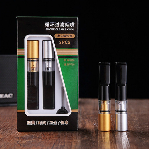 Handheld Washable Magnet Double Cigarette Holder Filter Cigarette Holder Carved Metal Pipe Mouthpiece Filter Smoking Accessories ► Photo 1/6