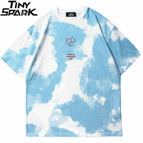 Hip Hop Tie Dye T-Shirt Streetwear Letter Puzzle Printed Tshirt 2022 Men Summer T Shirt Harajuku Cotton Short Sleeve Tops Tees ► Photo 1/1