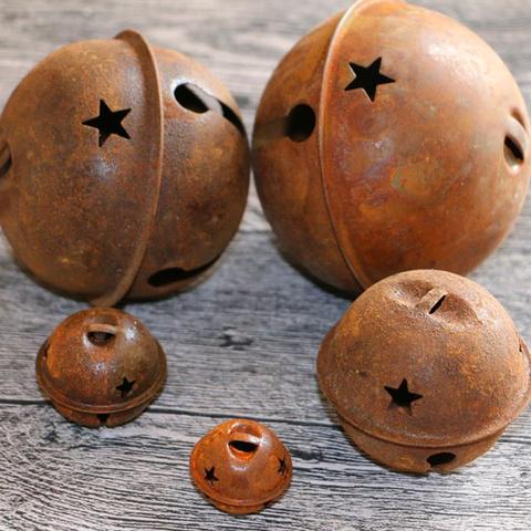 12pcs Rusty Metal Star Cutout Jingle Bells for Christmas Holiday Craft Decorations(40mm) ► Photo 1/6