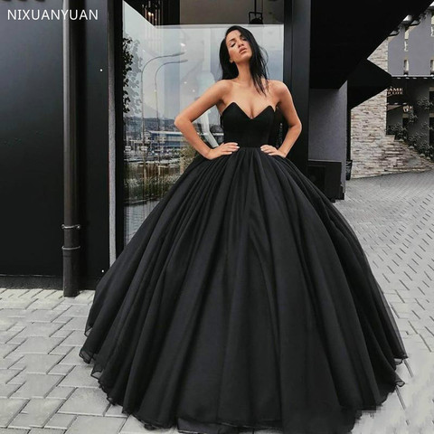 2022 Gothic Wedding Dresses Black Vintage Ball Gown Sweetheart Strapless Simple Vestido De Noiva Bridal Dress Country ► Photo 1/4
