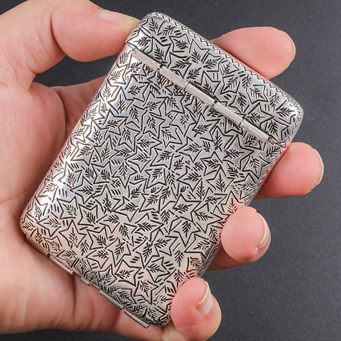 Luxury Vintage Carved Cigarette Case with Gift Box Container 16Pcs Regular Size Cigarettes Tobacco Holder Pocket Storage ► Photo 1/5
