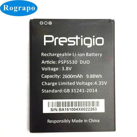 New 2600mAh PSP5530 Replacement Battery For Prestigio Grace Z5 PSP5530 DUO PSP 5530 PSP5530DUO Smartphone ► Photo 1/3