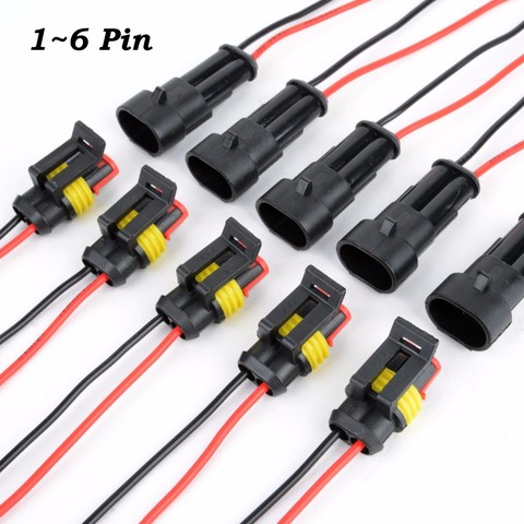 1 Set 1 2 3 4 5 6 Pin Way Waterproof Super Sealed Electrical Wire Connector Plug