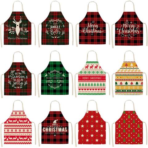 HUIRAN Linen Plaid Christmas Apron Merry Christmas Decorations for Home Christmas Ornaments Natal Navidad 2022 Happy New 2022 ► Photo 1/6