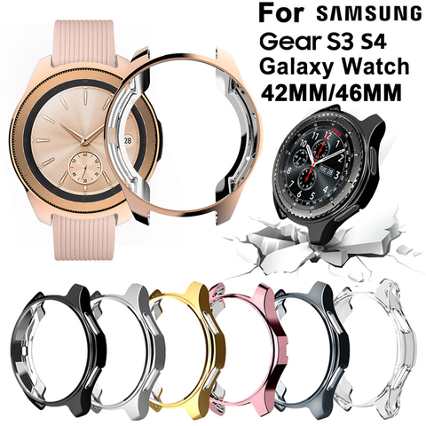 Electroplated Case for Samsung Gear S3 S4 Galaxy Watch 46mm 42mm Soft TPU All-Around Protective Bumper Frame Edges Around ► Photo 1/6