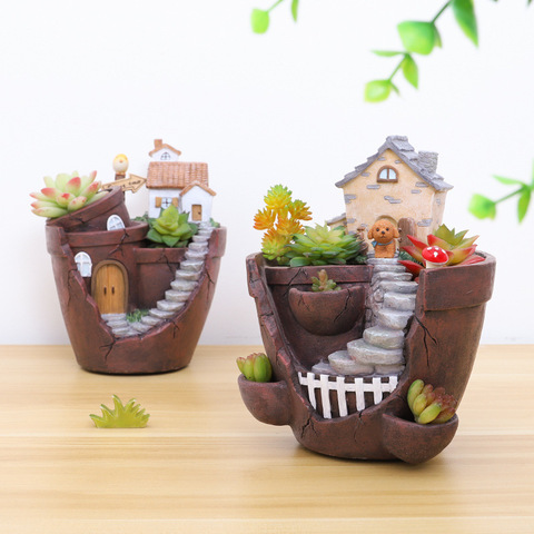 Farm House Flowerpot Fairy Garden Planter Pot Succulent Plant Pot Home Decoration Desktop Flower Pot Ornament ► Photo 1/6