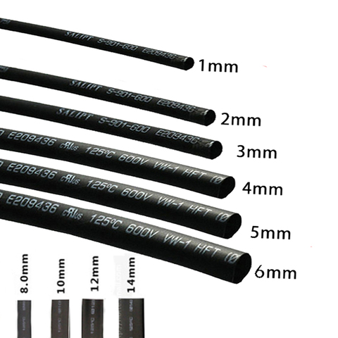 1 Meter/lot 2:1 Black 1 2 3 5 6 8 10mm Diameter Heat Shrink Heatshrink Tubing Tube Sleeving Wrap Wire Sell DIY Connector Repair ► Photo 1/6