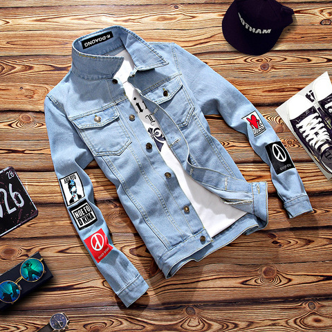 Jacket Chaqueta Hombre Solid Casual Slim Mens Denim Jacket Bomber Jacket Men Cowboy Men's Spring Jean ► Photo 1/6