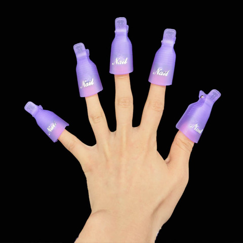 10pcs/Set Nail Polish Remover Durable Plastic Nail Soak Off Cap Clip UV Gel Polish Remover Silicone Wrap Tool Nail Art Tips KL/8 ► Photo 1/4