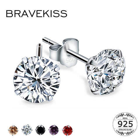BRAVEKISS Fashion Crystal Zirconia 925 Sterling Silver Stud Earrings for Women Jewelry Cubic Zircon Stone Accessories BLE0285 ► Photo 1/6