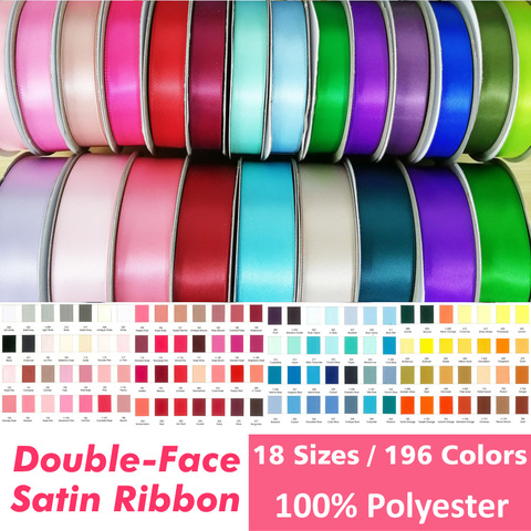 3 5 6 9 13 16 19 22 25 28 32 38 50 57 63 75 89 100mm Solid Colour Double Face SATIN RIBBON High Quality 100% Polyester #372292 ► Photo 1/6