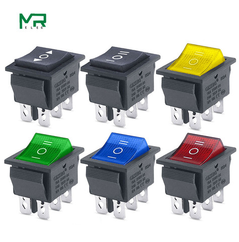 KCD4 1PCS Rocker Switch Power Switch ON-OFF-ON 3 Position 6 Electrical equipment With Light Switch 16A 250VAC/ 20A 125VA ► Photo 1/6