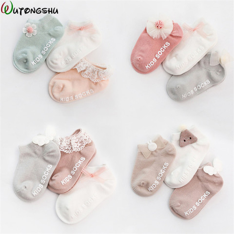 3Pairs/ lot Newborn Baby Girls Socks Summer Spring Mesh Socks Kids Bow Socks Princess Infant Baby Socks Baby Boy Foot Sockes ► Photo 1/6