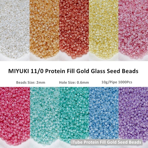 11/0 Miyuki Beads 2mm Japan Protein Irrigation Golden Round Spacer Glass Seed Beads For Women DIY Accessories Jewelry Making 10g ► Photo 1/6
