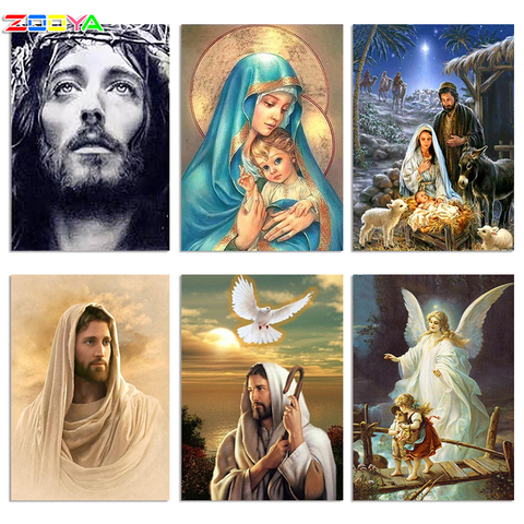 DIY Diamond Painting Cross Stitch Religion Rhinestone Crystal Needlework Diamond Embroidery Jesus Full Diamond Decorative BJ589 ► Photo 1/6