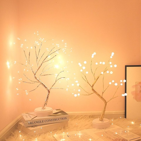 LED Copper Wire Night Light Tree Fairy Lights Home Decoration Night Lamp For Bedroom Bedside Table Lamp USB And Battery Operated ► Photo 1/6