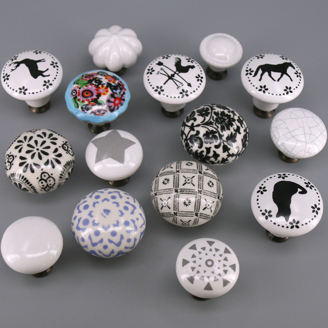 1x Decorative Antique Door Knobs Pulls for Cabinet Door Children Room Drawer Dresser Hand Painted Ceramic Knobs ► Photo 1/4