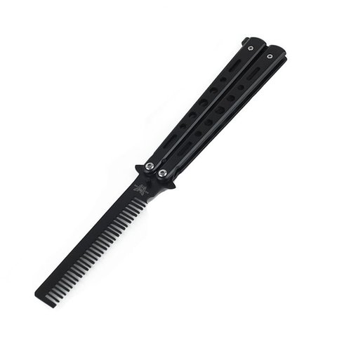 Professional Salon Stainless Steel Folding Practice Training Butterfly Style Knife Hair Comb Styling Tools Black/Silver Cool ► Photo 1/6