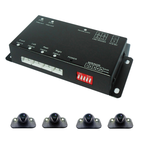 Car four Cameras Image combiner Switch for Front/Rear/Left/Right View Parking Camera 4 Video Split Control Box Video support DVR ► Photo 1/6