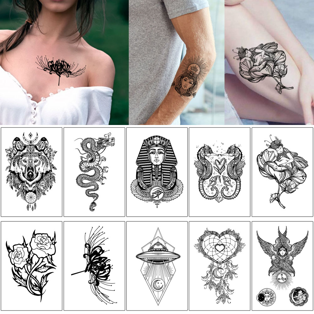 Fruit Juice Temporary Tattoo Sticker Genipa Americana Plant Extractive  Semipermanent Decal Wolf Flower Design for Unisex Tattoos - Price history &  Review | AliExpress Seller - Homimly Jo Store 