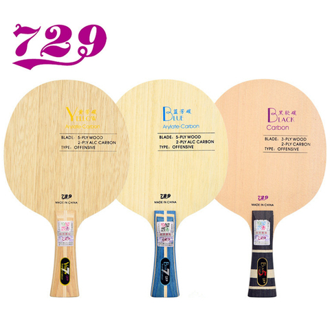 Friendship 729 Table Tennis Blade Black/ Yellow/ Blue Arylate Carbon Offensive racket ping pong bat paddle ► Photo 1/6