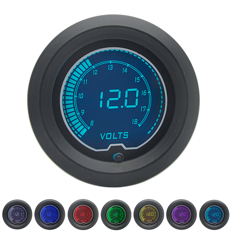 52mm Volt Gauge LCD Digital 7 Color Display ► Photo 1/6