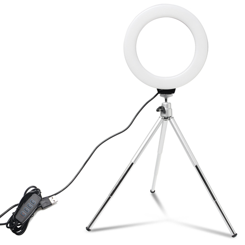 6 inch Mini Selfie Ring Light Desktop LED Lamp Video Light With Tripod Phone Clip For YouTuber Photo Photography Studio ► Photo 1/5
