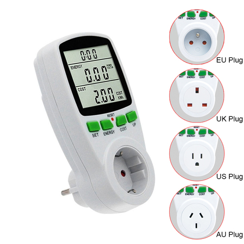 LCD Digital Wattmeter Energy Meter watt Power Meter Wattage Electricity KWH Measuring Outlet Power Analyzer  EU US AU UK FR Plug ► Photo 1/6