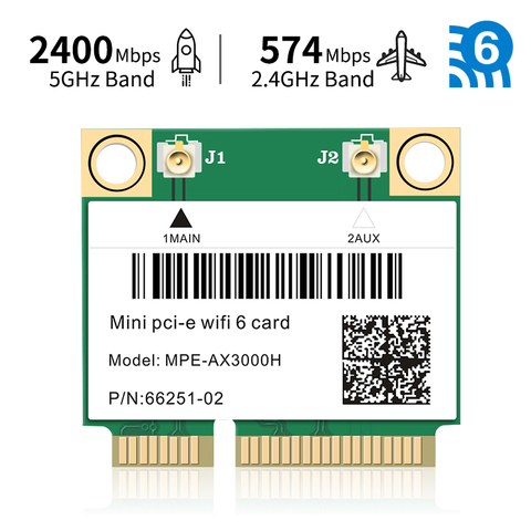 Wifi 6 Dual Band 3000Mbps MPE-AX3000H Wireless Half Mini PCI-E Wifi Card Bluetooth 5.0 802.11ax/ac 2.4Ghz 5Ghz Adapter Laptop ► Photo 1/5