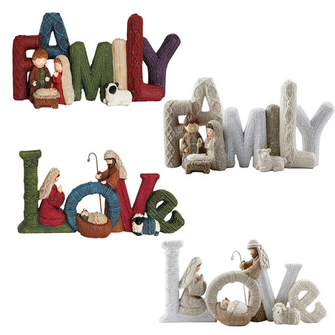 Christmas Decor Elegant Nativity Set Nativity Ornament Holy Family Love Delightful Beautiful Letter Resin Crafts Ornamen ► Photo 1/6