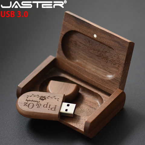 JASTER USB 3.0 High speed LOGO wooden+Box Personal LOGO customer pendrive 8GB 16GB 32GB 64GB usb Flash Drive pen drive U disk ► Photo 1/6