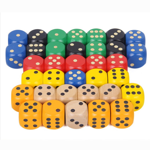 10 pcs/set 20mm Point Cubes Round Coener Dice Set Wooden 6 Sided Colorful Point Dice Board Game Accessory ► Photo 1/4