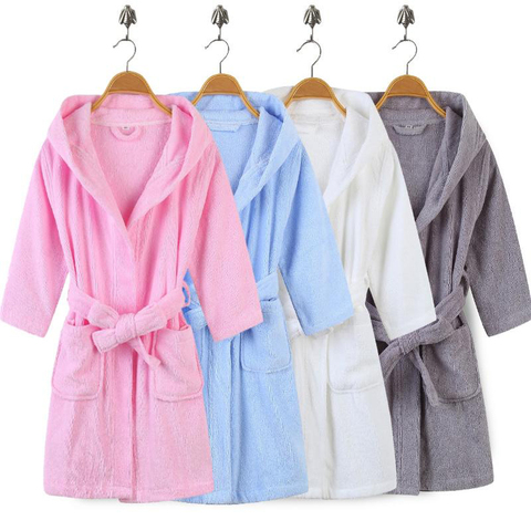 100% Cotton Toweling Terry Robe Kids Cartoon Robe Boy&Girls Hooded Robe Winter Warm Bathrobe Soft Sleeprobe Kids Casual Homewear ► Photo 1/6