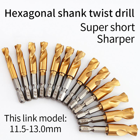 1/4 Inch Hexagonal Shank Twist Drill Bit Q Type Ultra Short Twist Drill Hole Angle Iron Plate Stainless Steel Special 1.5-13mm ► Photo 1/6