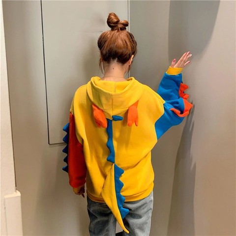 Women's Sweatshirts Hoodies Autumn Winter Sweet Cute Dinosaur Velvet Cashmere Hooded Hoodies Female Pullovers Jumper Moletom New ► Photo 1/6