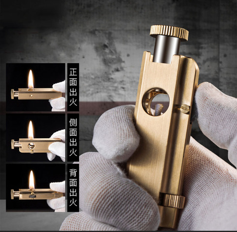 CNC Handmade Retro Brass oil lighter pipe kerosene lighter；Creative Men's Smoking gift ► Photo 1/1