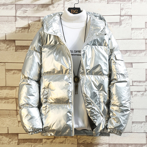 2022 Women's Down Jacket Winter Glossy Silver/Black/Gold/Blue Plus Size Hooded Parka Outwear Down Padded Coats Female ► Photo 1/5