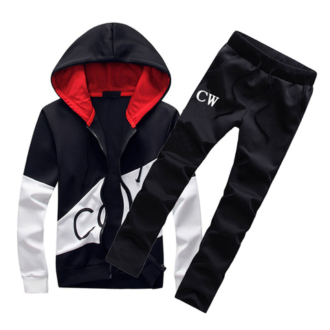 100% high-quality Men Set 2022  Sporting Suit Track Sweat Print Sweatsuit Male Sportswear Jackets Hoodie with Pants Plus Size ► Photo 1/4