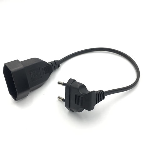 1PCS EU Power Adapter Cord,90 Degree Angled European Round 2Pin Male to Female Plug Power Cable For UPS PDU 0.3M/0.6M ► Photo 1/2